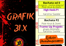 grafik poniedziałek halloween Bachata high heels Frame up party